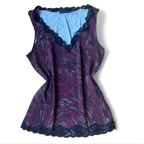 The Limited Tops - The Limited Black and Magenta Lace Camisole